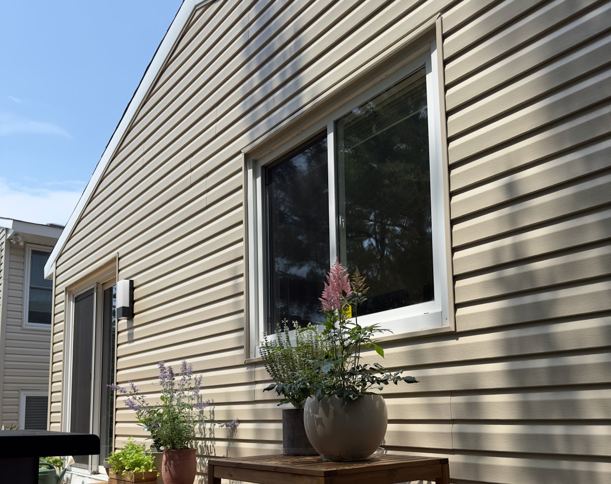 Vinyl siding at back of house