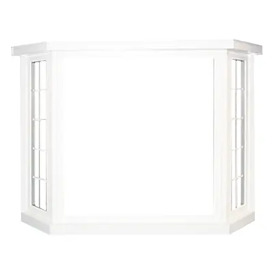 White bay window with side panels and classic grid design